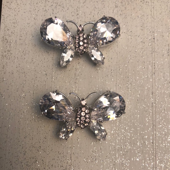 None Jewelry - Sterling Silver Clear Crystal butterfly pins